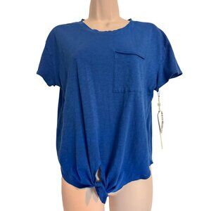 Caslon Blue Marmara Size XS Pocket Tee Shirt NWT Knot Hem Short Sleeve $30